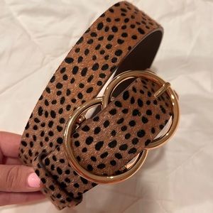 NWOT! Black and tan leopard belt with gold buckle